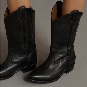 NWOB Frye Anthropologie Billy Pull On Leather Western Boots in Black